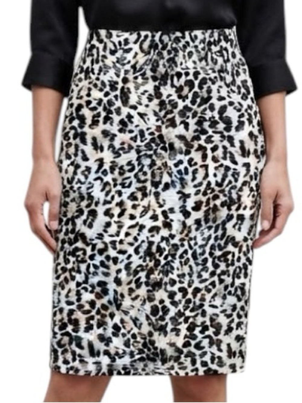 ZAC & RACHEL Animal Print Leopard Tummy Control Pencil Skirt Womens S